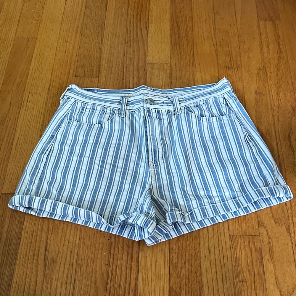 American Eagle Outfitters Blue Striped Jean Shorts